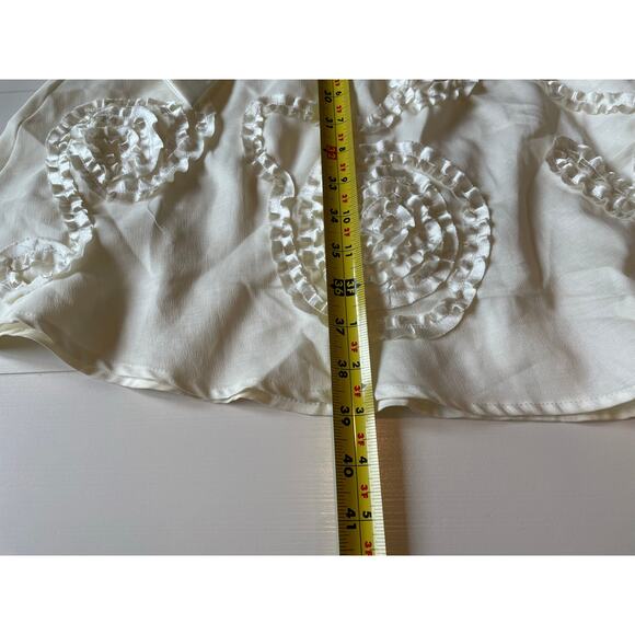 Shabby Apple A-Line Dress Satin Waist Bow Ribbon Detail Sz S Tan Cream Whimsical - Picture 10 of 10